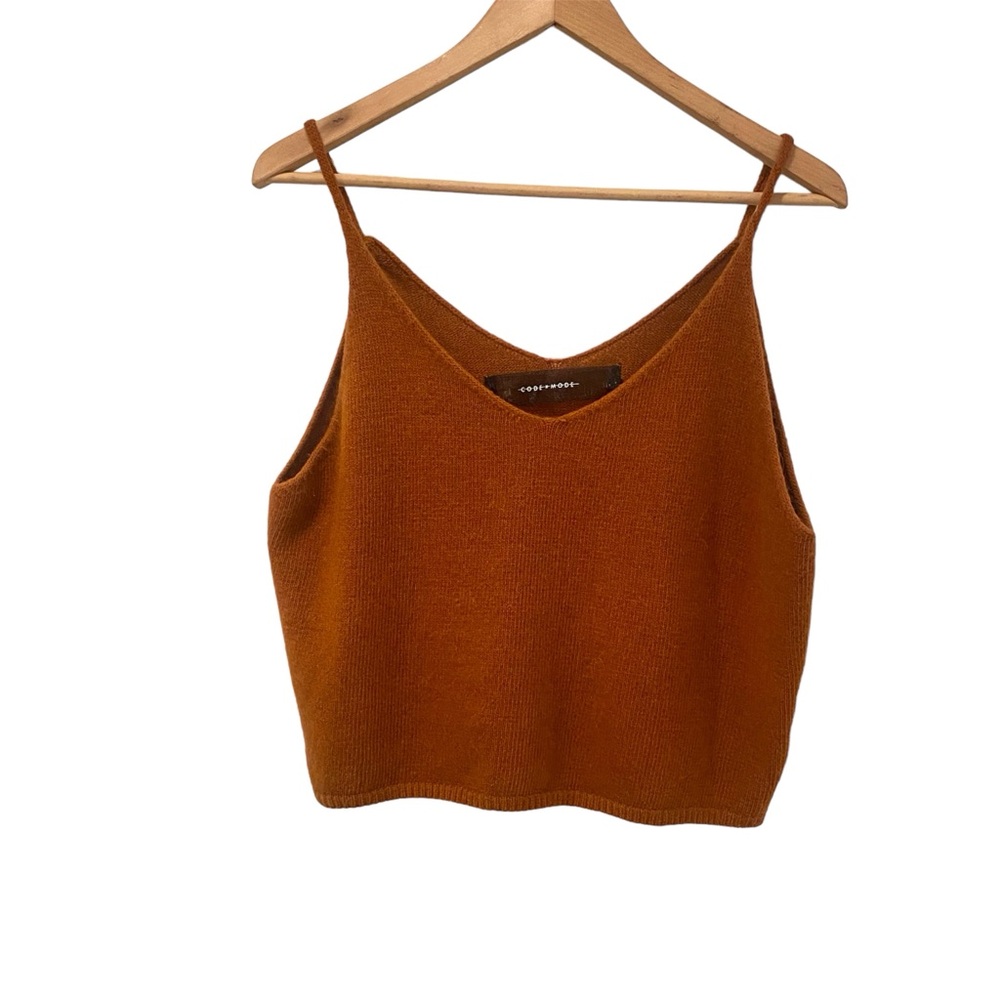 Angora Rabbit Knit Cropped Tank Top Nordstrom Code x Mode Burnt Orange Large